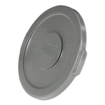 Rubbermaid® Commercial Round Flat Top Lid, For 10 Gal Round Brute Containers, 16" Diameter, Gray freeshipping - TVN Wholesale